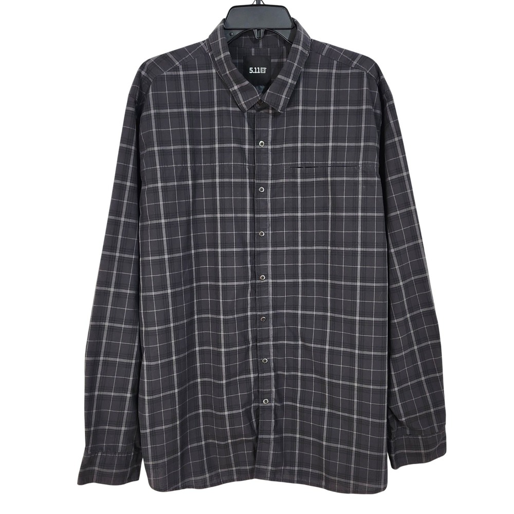 5.11 Tactical Igor Long Sleeve Snap Front Shirt Mens XL Gray Plaid 72529-371